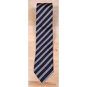 Haines & Bonner Silver Black Stripe 100% Silk Modern NeckTie